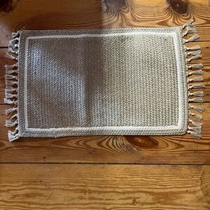 Woven Cream Rug with Fringe